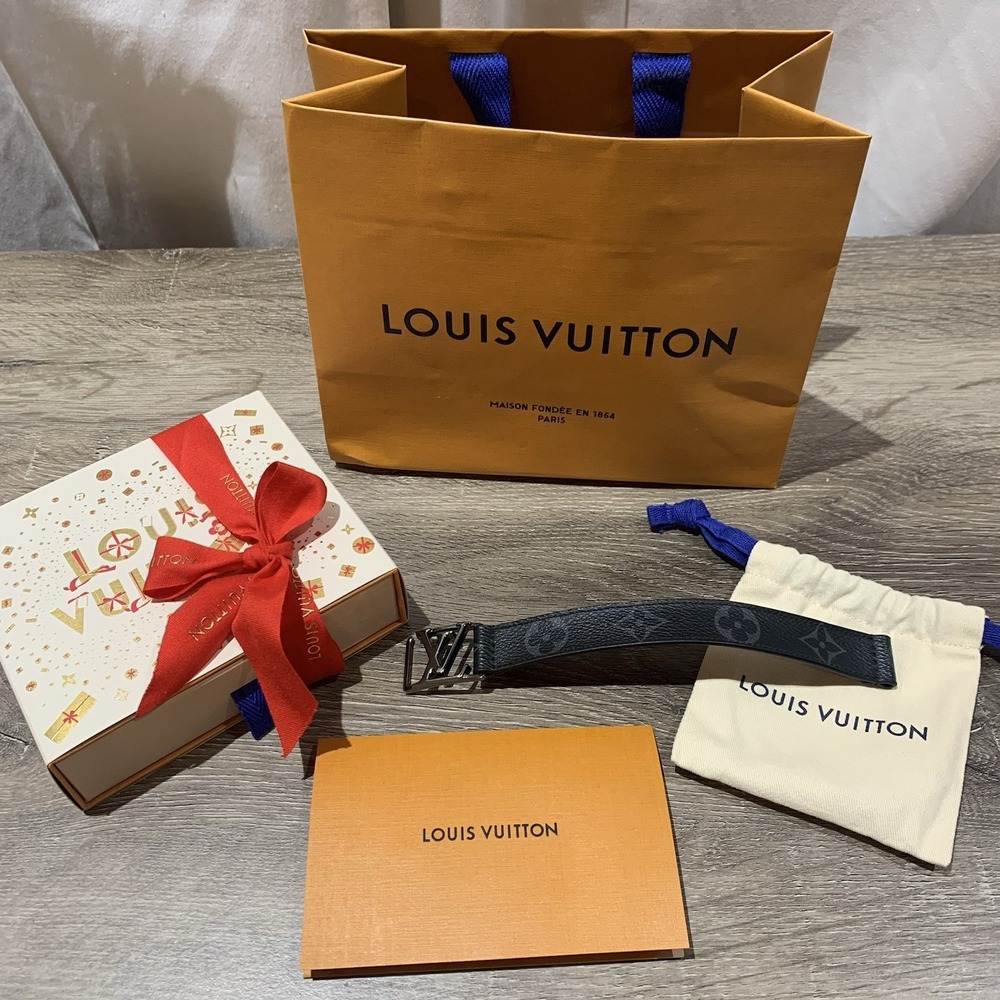 Louis Vuitton Bracelet Mens Sz 21 Monogram Eclipse Lv Hockenheim M8151D Designer
